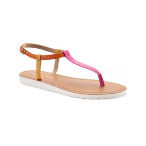 SUN STONE Womens Pink T-Strap Kristi Round Toe Buckle Slingback Sandal 6 M